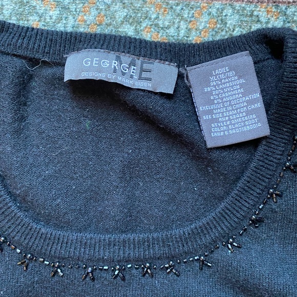 George Me by Mark Eisen - black wool/cashmere/angora/rayon vest w embellishments - Picture 2 of 4